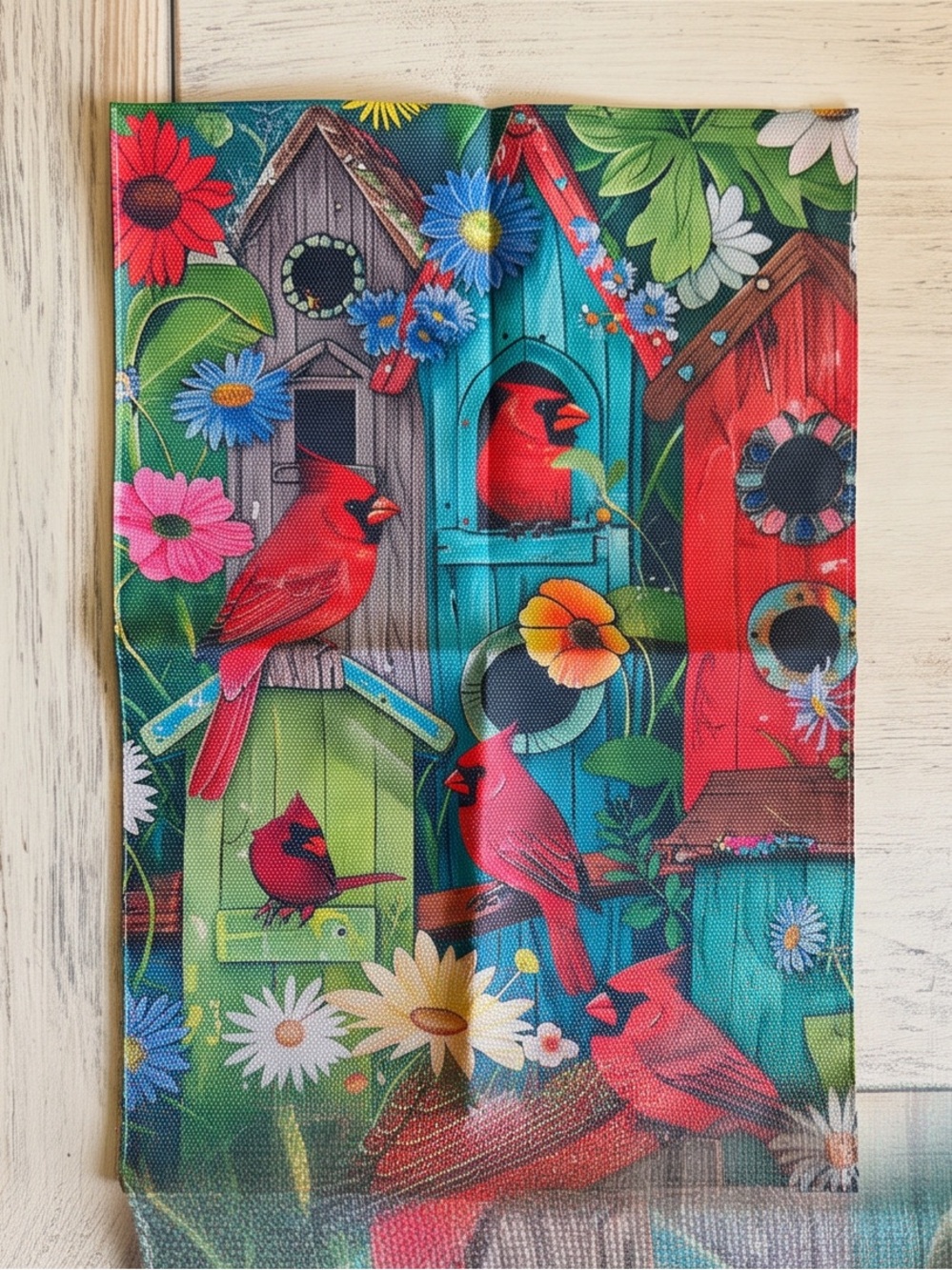 Vibrant Red Cardinal Birdhouse flag